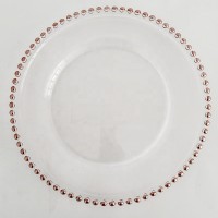 Transparent dishes wholesale clear beaded charger plates