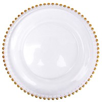 Wholesale round shape clear glass charger fruit plates for wedding