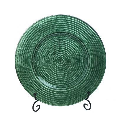 Glass Embossed Charger Plates Wholesale WEDDINGS EVENTS PARTY CHRISTMAS (Green)