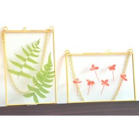 Home Decoration Accessories Customized 4*6 hanging Folding Photo wall brass double sided glass gold picture frames wholesale